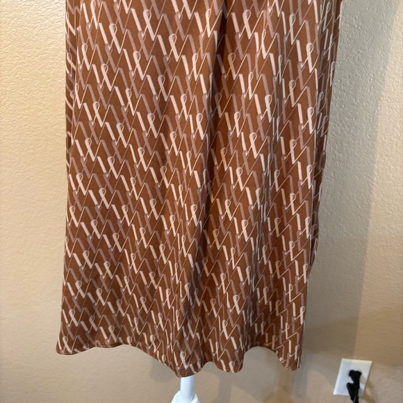 NWT Worthington Top Brown Tan W Patterned Sleeveless Blouse Flowy Oversized New - Picture 4 of 15